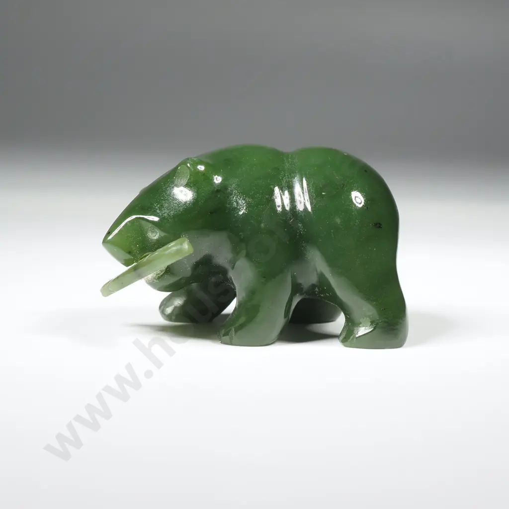 Canadian Jade Carved Bear with Caught Fish Image 1++