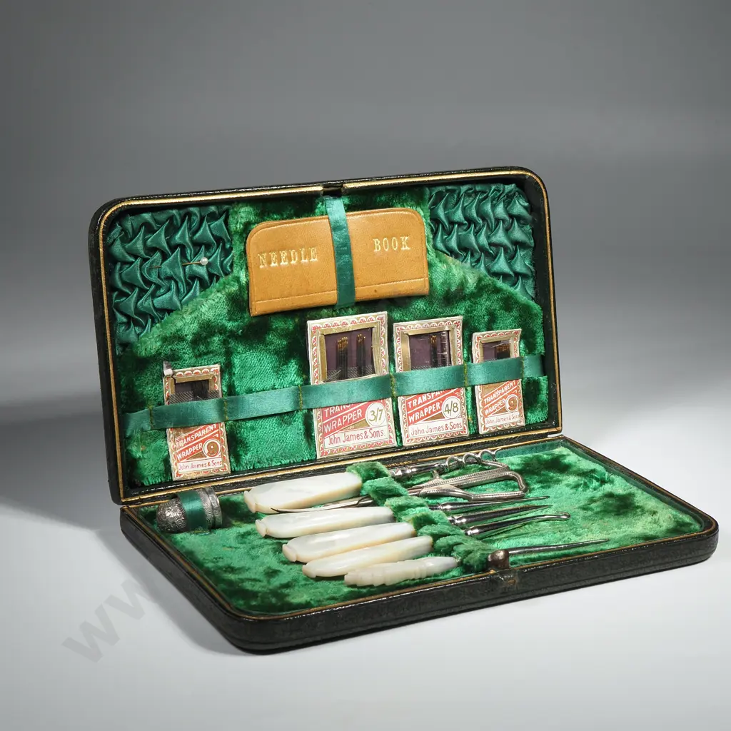 Leather, Velvet & Satin Cased Sewing Kit Image 1++