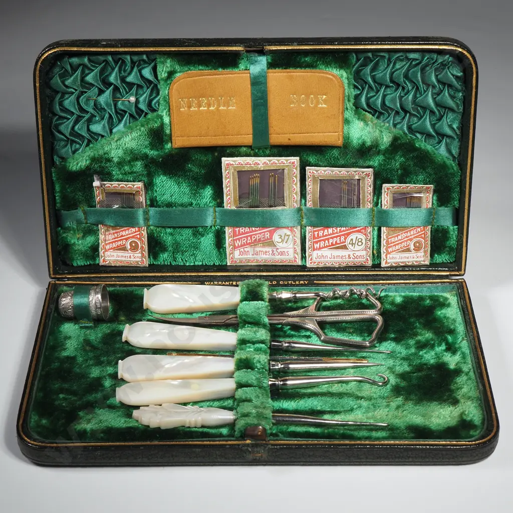 Leather, Velvet & Satin Cased Sewing Kit Image 1++