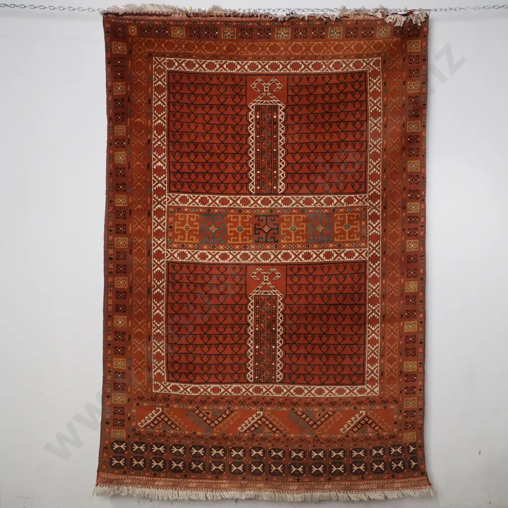 Large Hand Knotted Persian Rug w Ochre Burnt Umber & Turquoise Tones Image 1++