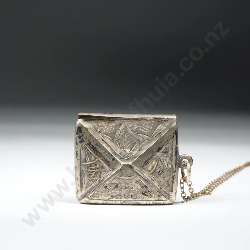 Antique Sterling Silver Stamp Holder w Engraved Detail Image 1++