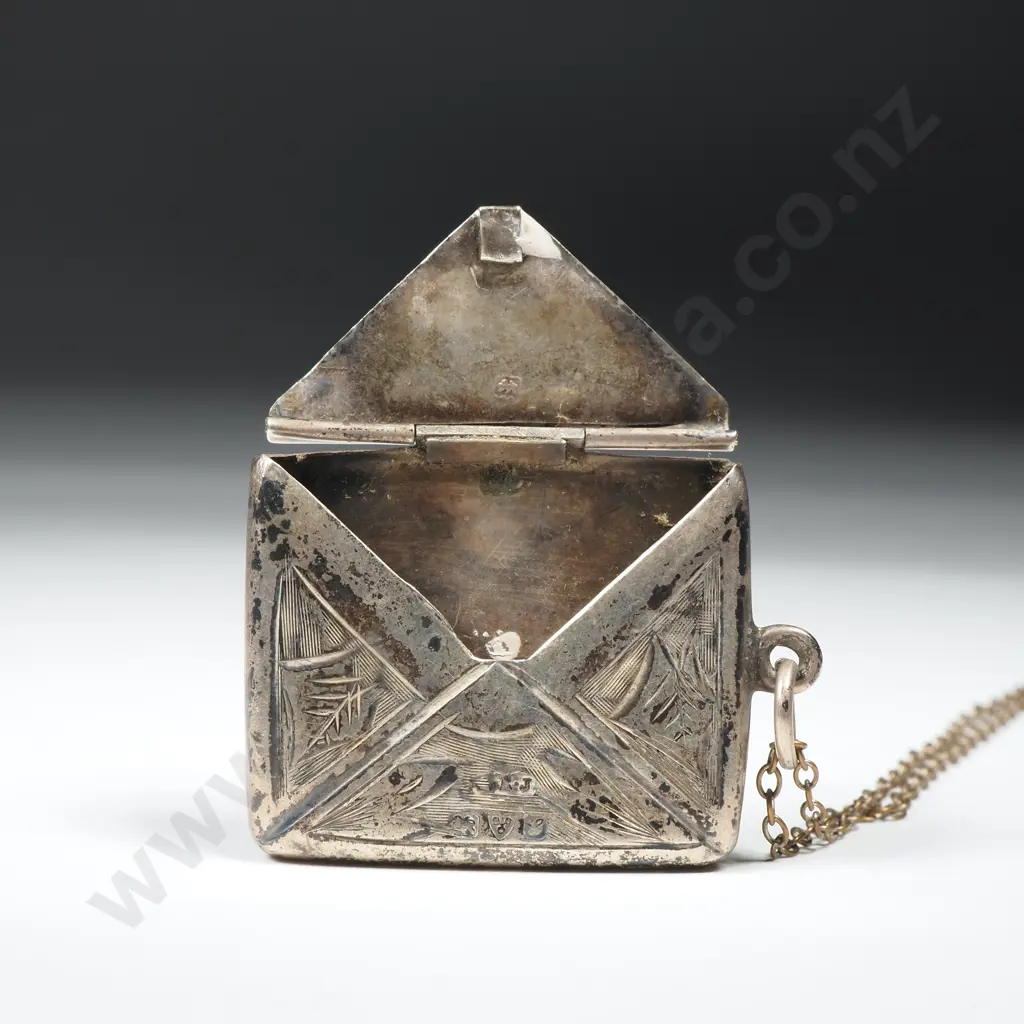 Antique Sterling Silver Stamp Holder w Engraved Detail Image 1++
