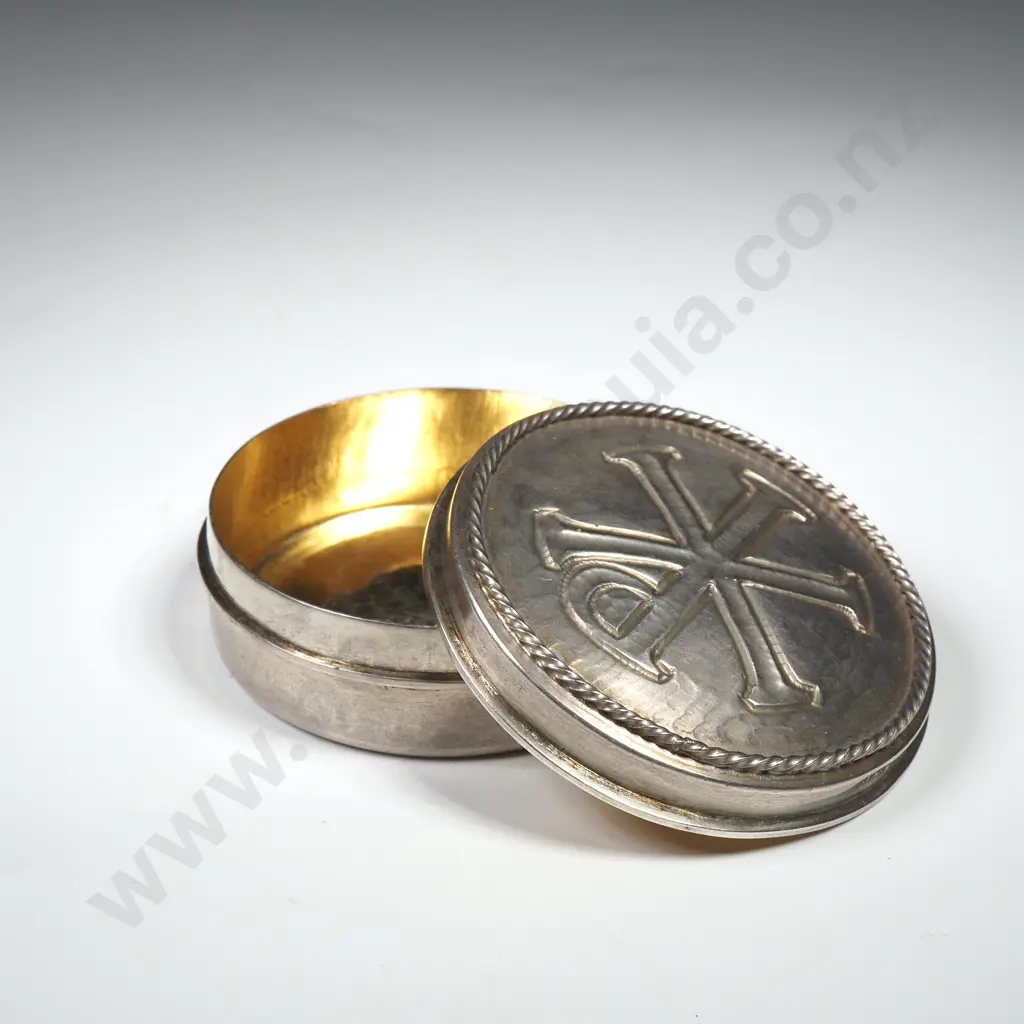 Sterling Silver PYX Religious Host Container Gilt Interior Image 1++