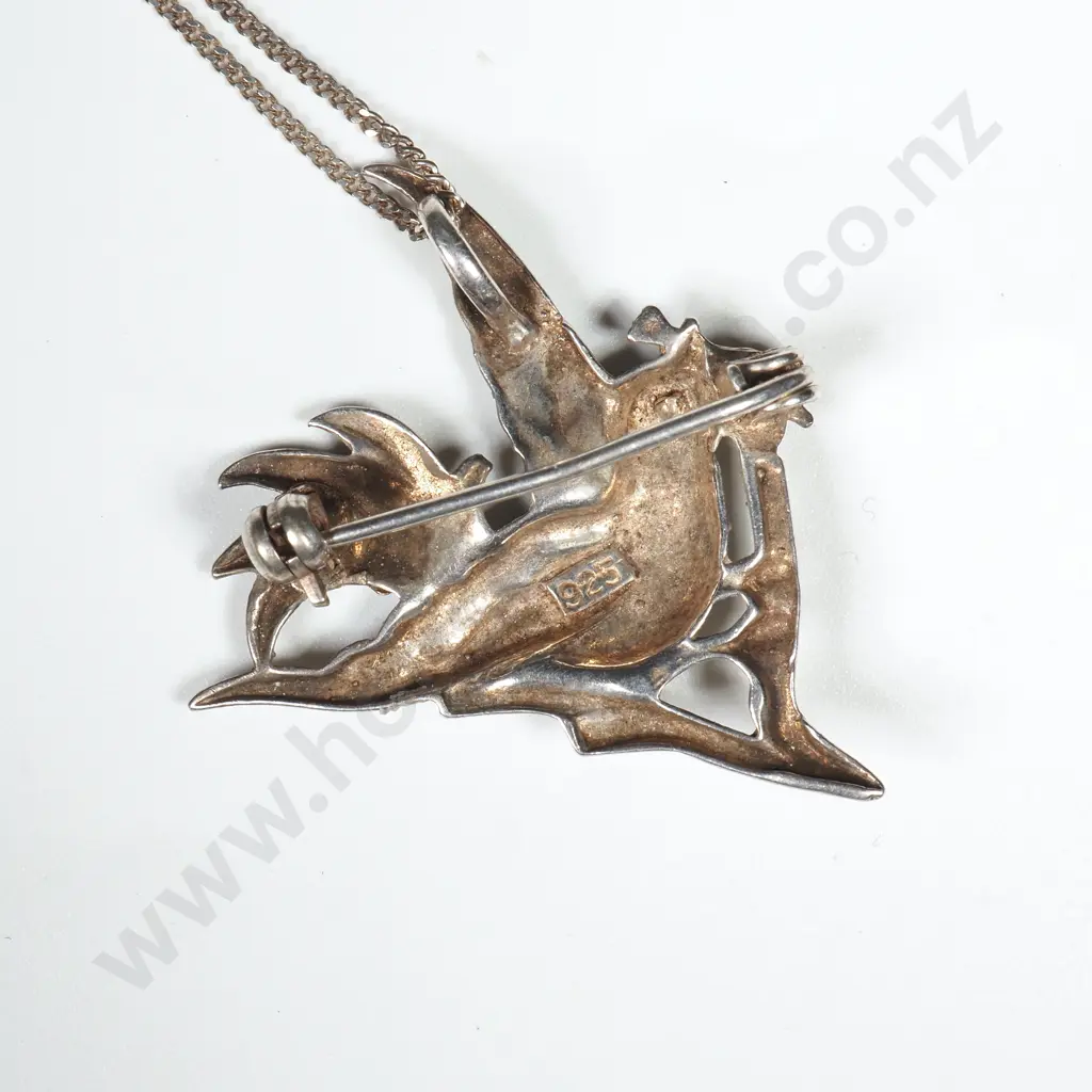 Stylised Sterling Silver Bird on Sterling Silver Chain Image 1++