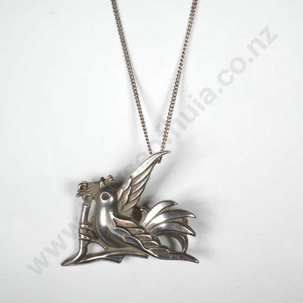 Stylised Sterling Silver Bird on Sterling Silver Chain Image 1++
