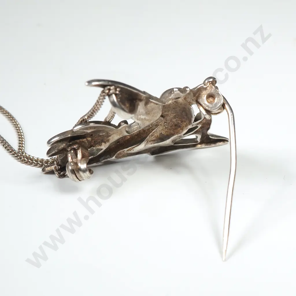 Stylised Sterling Silver Bird on Sterling Silver Chain Image 1++