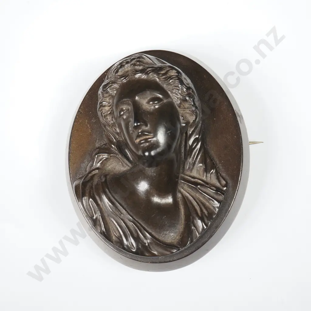 Victorian Lava Cameo Brooch Image 1++
