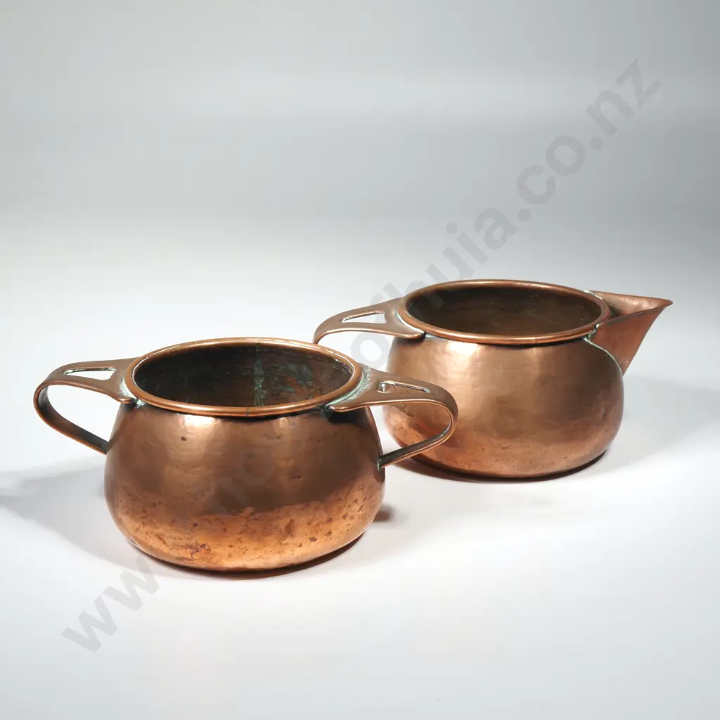 Arts & Crafts Copper Creamer & Sugar Bowl Image 1++