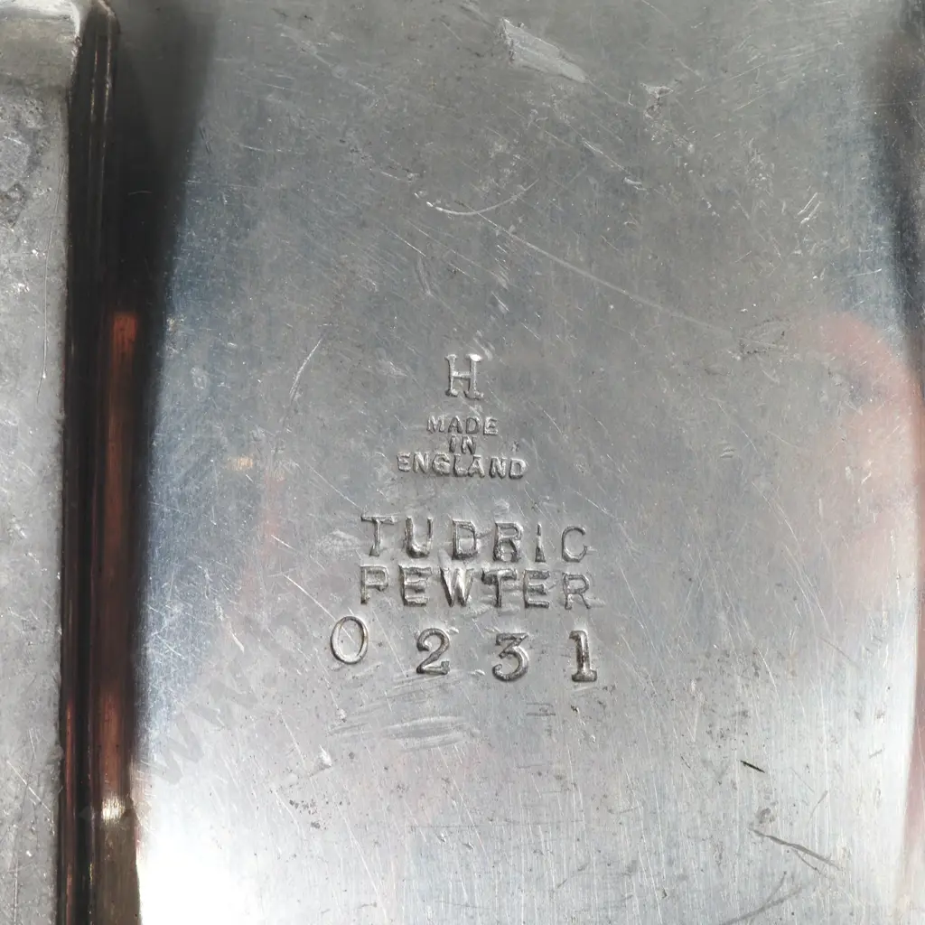 Archibald Knox for Liberty & Co. Tudric Pewter & Enamel 0231 Tea Set - Teapot, Sugar Bowl, Creamer Image 1++