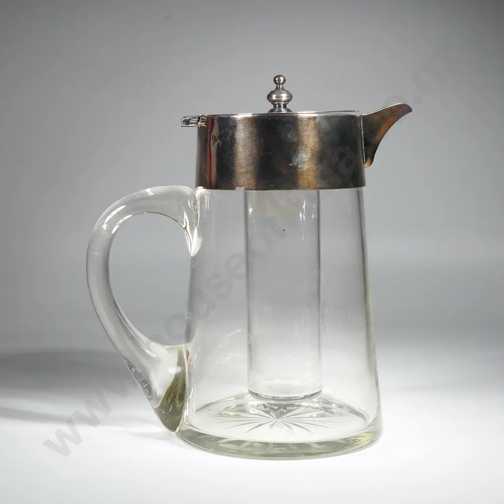 Antique Glass & S/P Lemonade Jug - Circa 1910 Image 1++