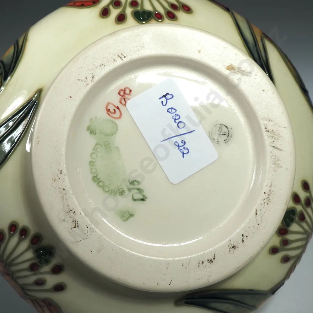 Moorcroft Pottery Squat Vase in the Anna Lily Pattern Designed by Nicola Slaney Image 1++