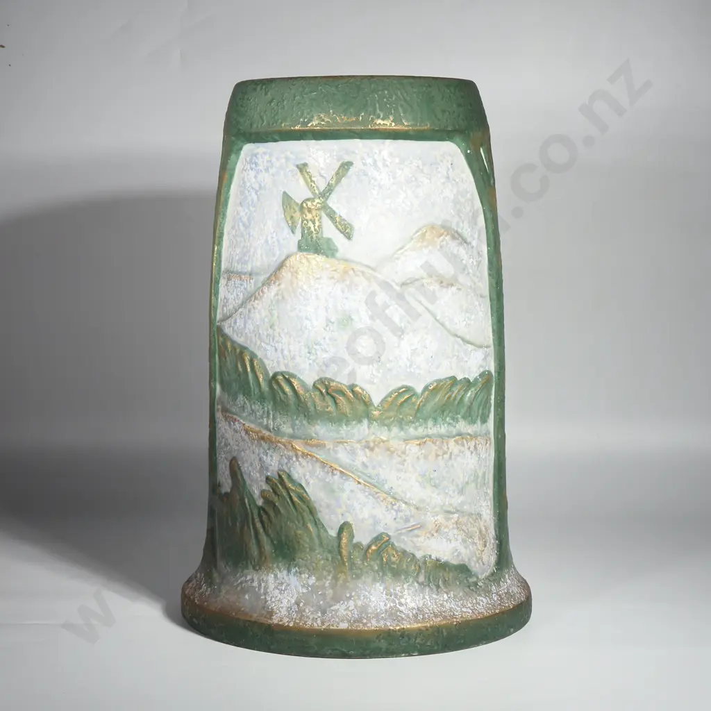 Large Art Nouveau Amphora Vase - Harvest Scene Image 1++