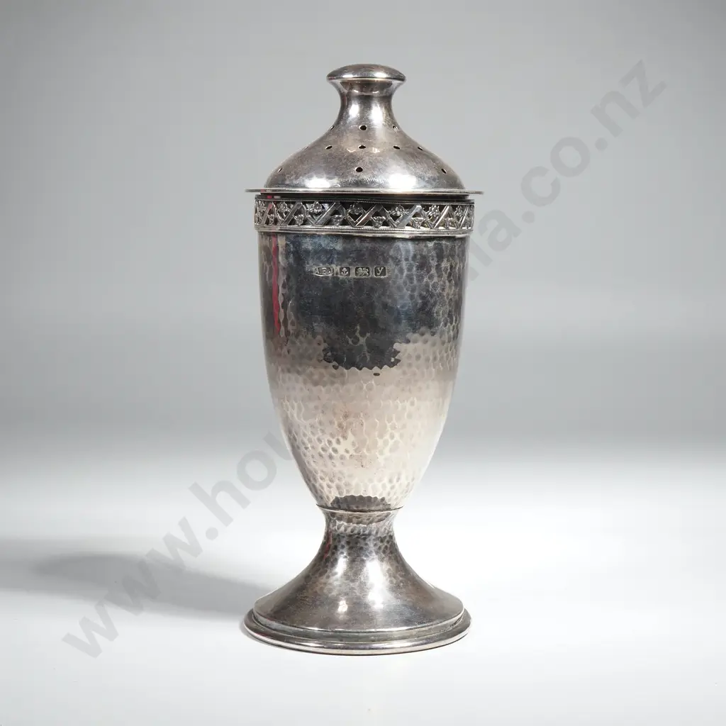 Art Nouveau Albert Edward Jones Sterling Silver Sugar Sifter w Reticulated Floral Lattice Décor - Birmingham 1923 Image 1++