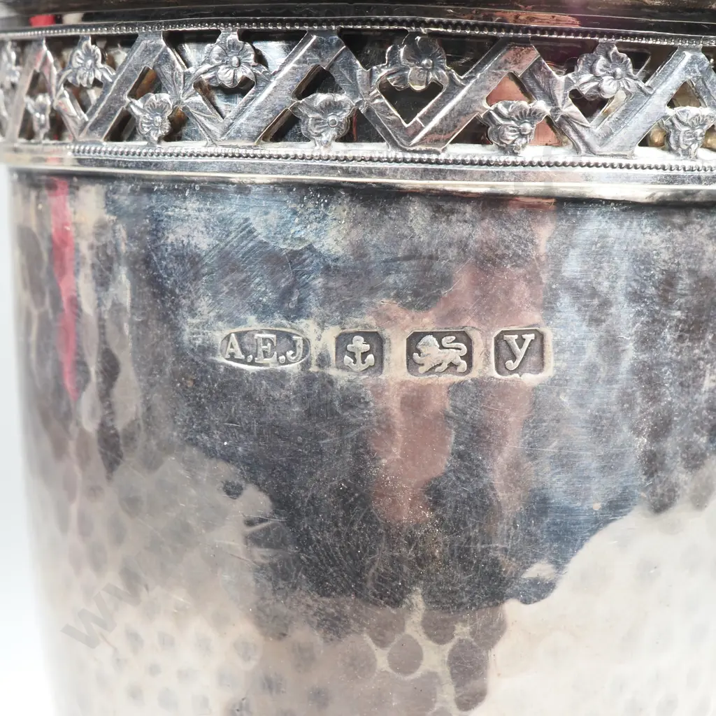 Art Nouveau Albert Edward Jones Sterling Silver Sugar Sifter w Reticulated Floral Lattice Décor - Birmingham 1923 Image 1++