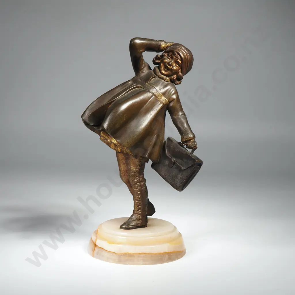 Demétre Chiparus Bronze Figure on Marble Base 'School Girl' Image 1++