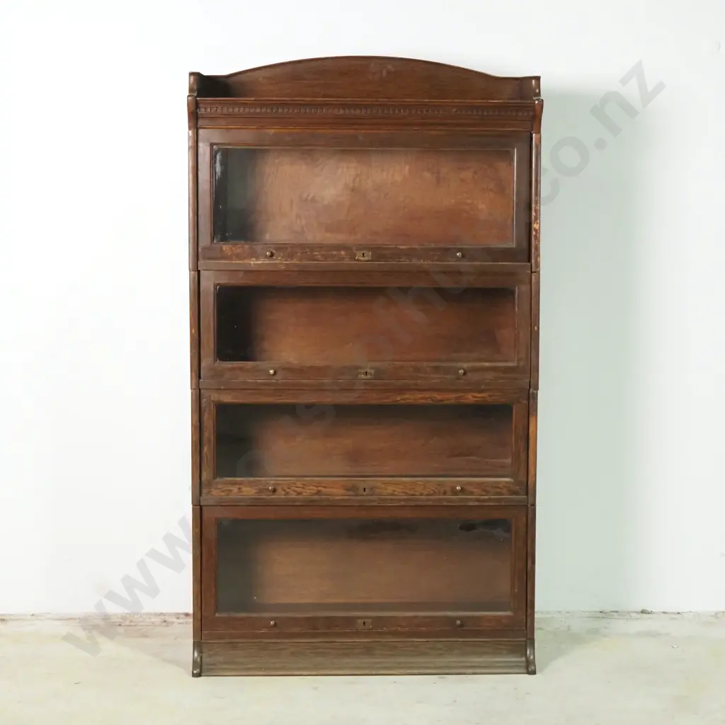 Vintage Lebus Stacking Oak Bookcase In Five Sections & Dentil Cornice. The Lock Plates Are Stamped "The Lebus Bookcase" Image 1++