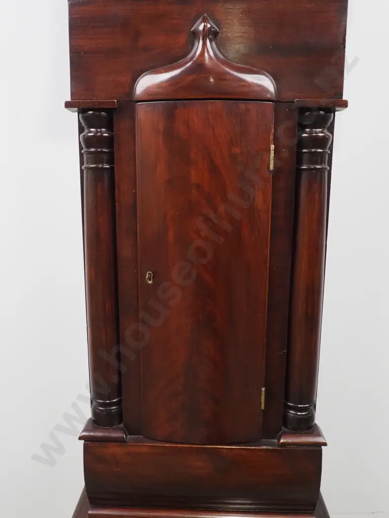 Regency Mahogany Longcase/Grandfather Clock By Peter Gill, Scotland w Painted Dial w Floral Corner Spandrels Image 1++