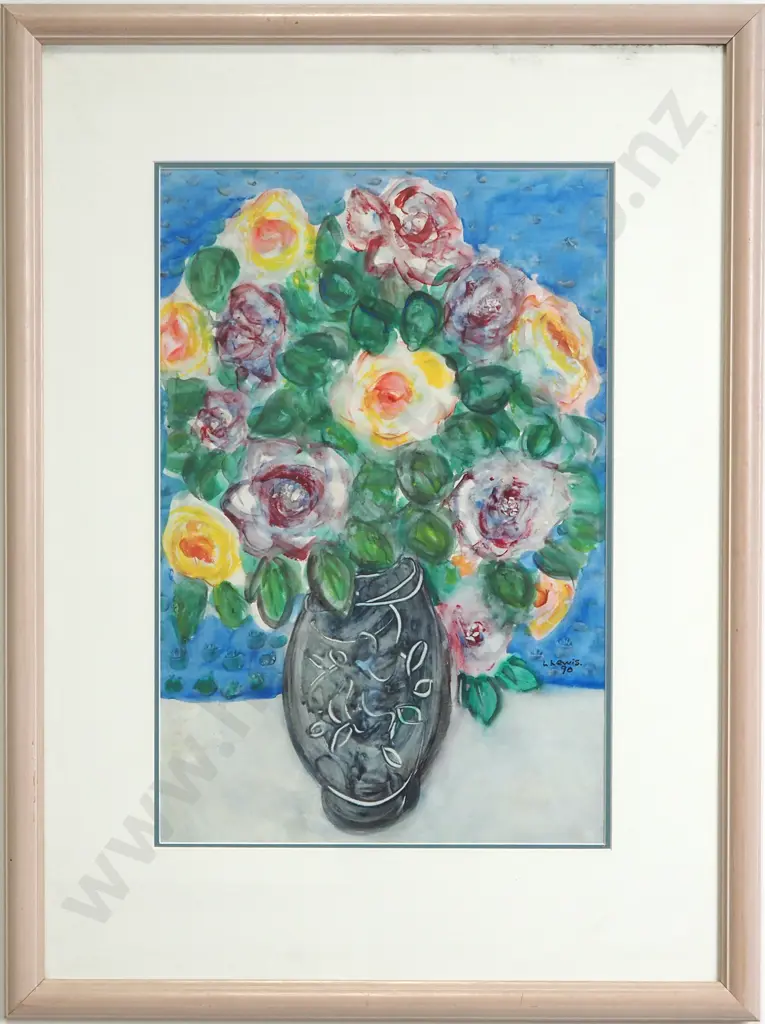 Lily Lewis - Still Life w Roses, Watercolour Image 1++