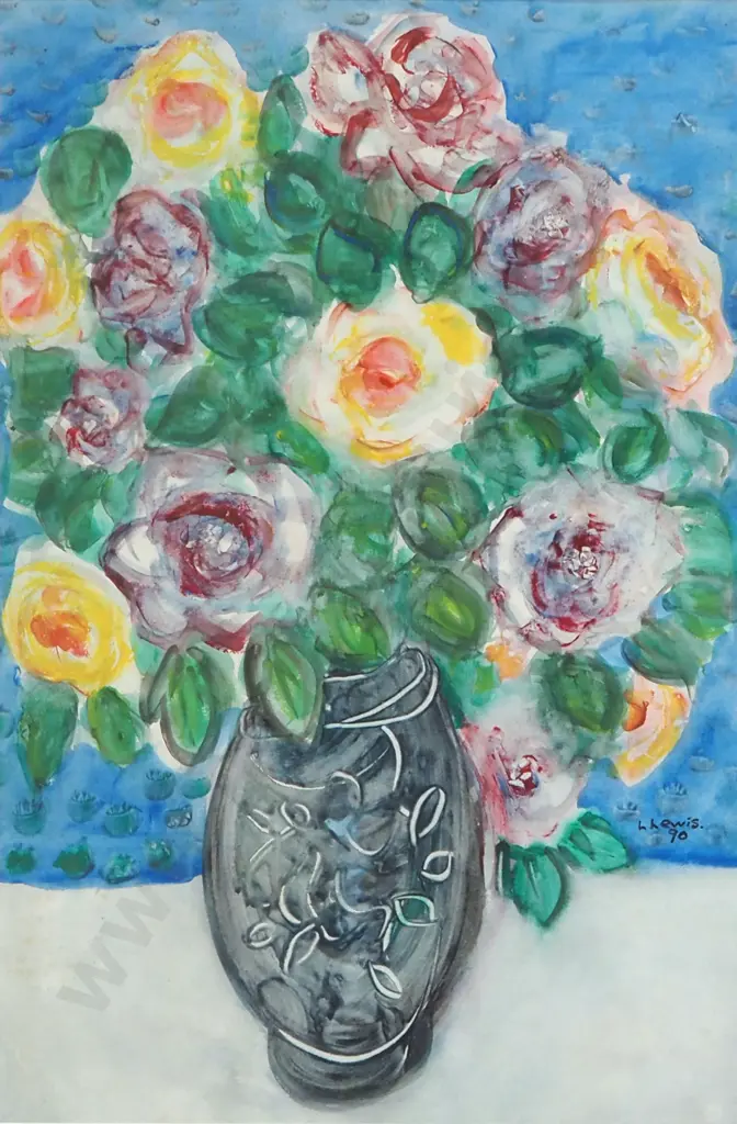 Lily Lewis - Still Life w Roses, Watercolour Image 1++
