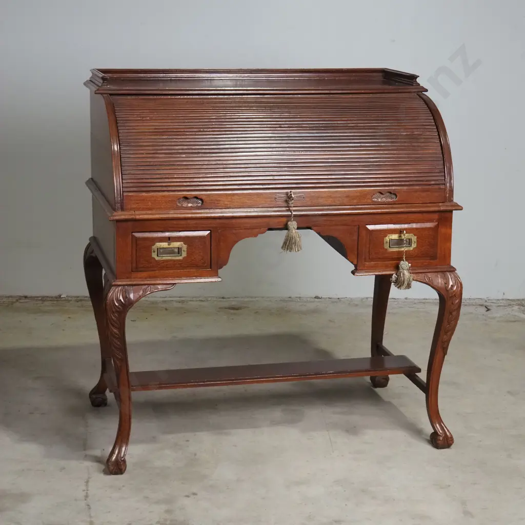 Late Victorian Style Combination Wardrobe w Carved Panels Doors Above Graduated Drawers Image 1++
