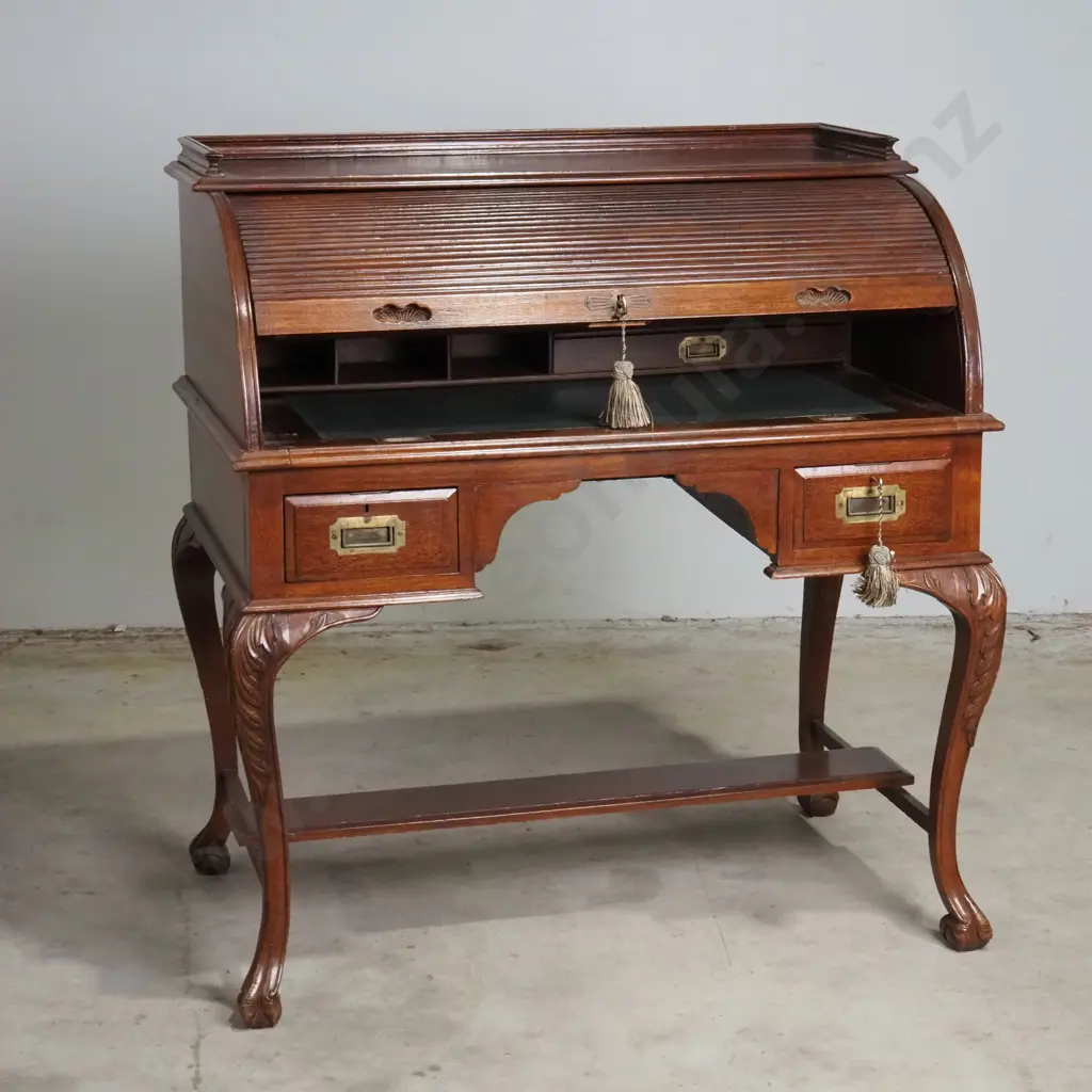 Late Victorian Style Combination Wardrobe w Carved Panels Doors Above Graduated Drawers Image 1++