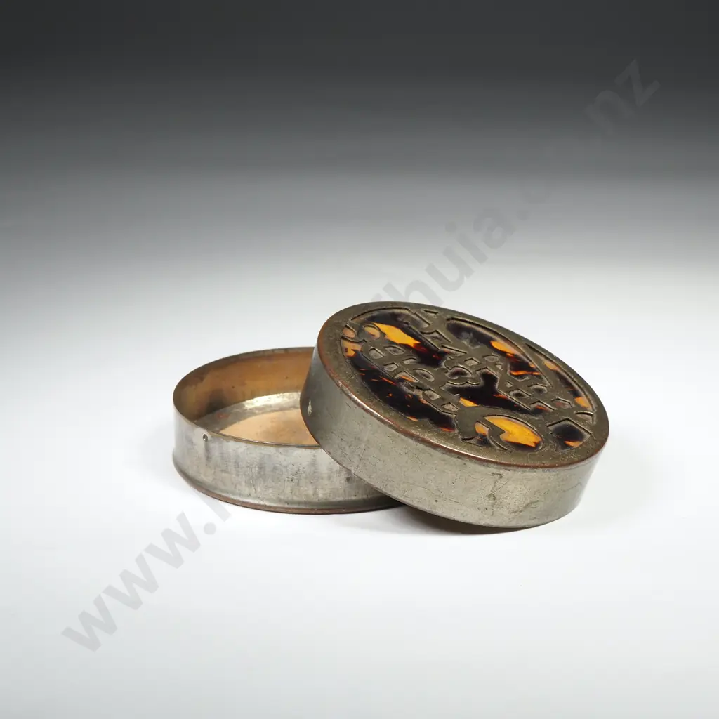 Antique Brass & Faux Tortoiseshell Studs & Links Tin Image 1++