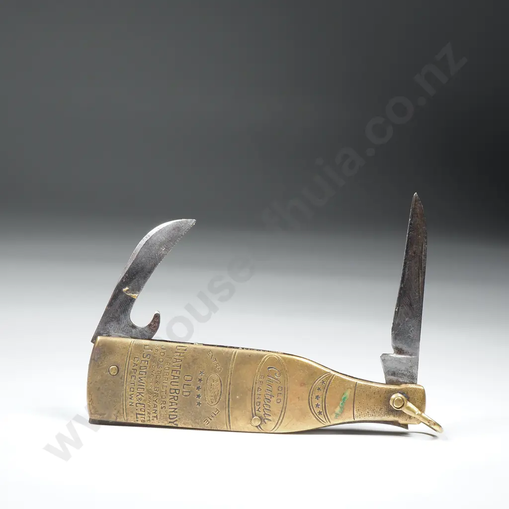 Old Chateau Brandy Bottle Shaped Pocket Knife Image 1++