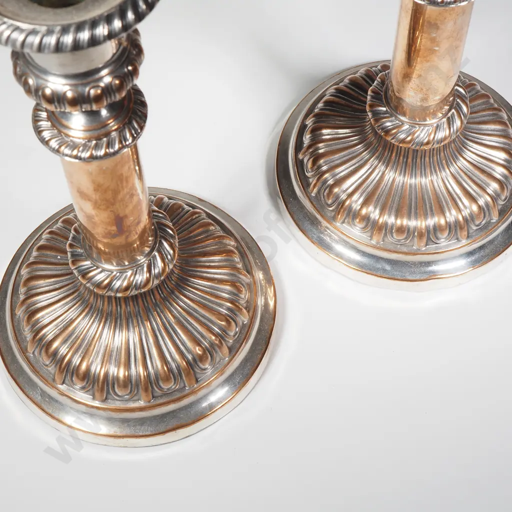 Pair of Georgian Old Sheffield Plate Telescopic Candlesticks Image 1++