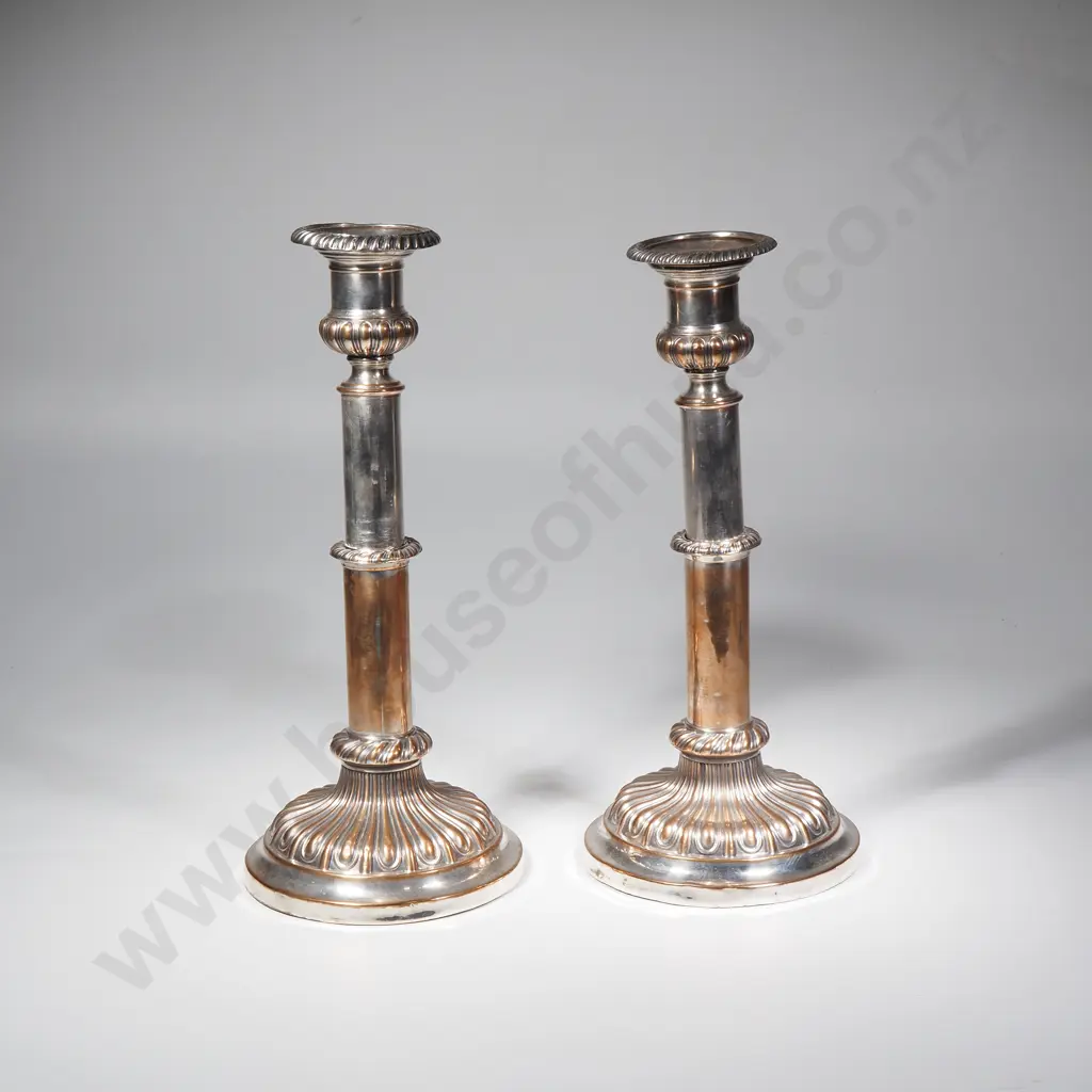 Pair of Georgian Old Sheffield Plate Telescopic Candlesticks Image 1++