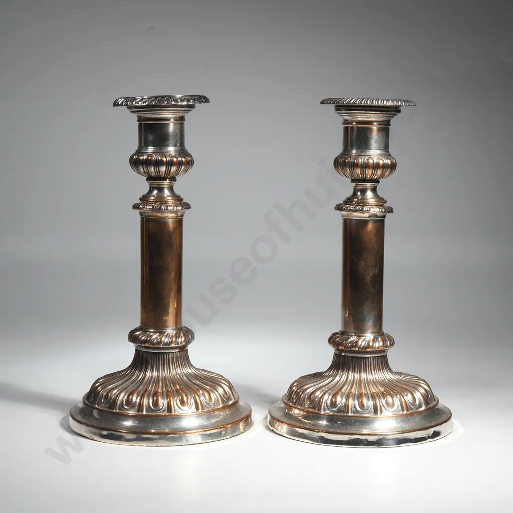 Pair of Georgian Old Sheffield Plate Telescopic Candlesticks Image 1++