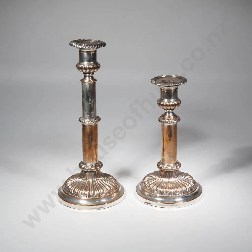 Pair of Georgian Old Sheffield Plate Telescopic Candlesticks Image 1++