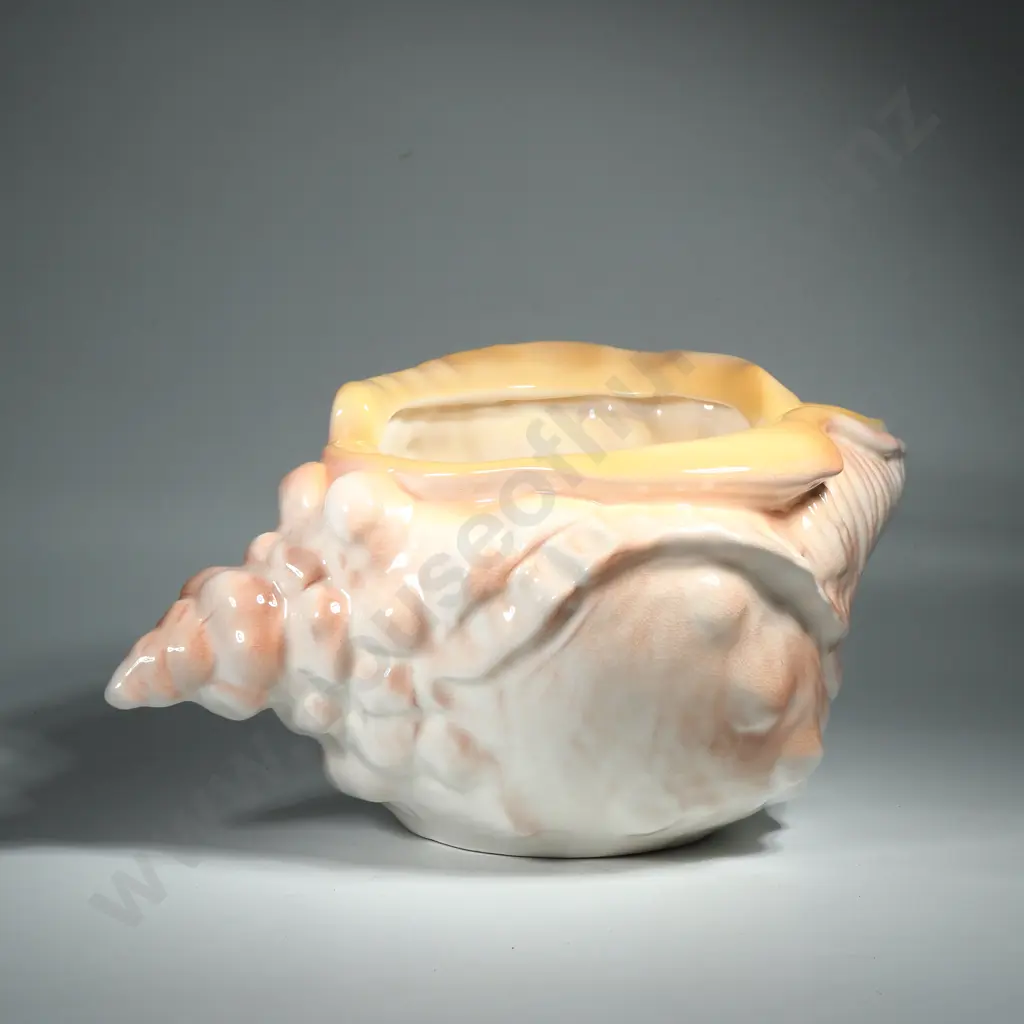Large Ceramic Peach-Coloured Conch Shell Image 1++