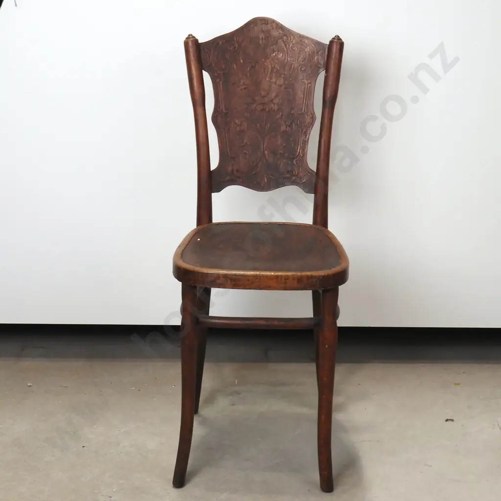 Antique Austrian Bentwood Dining Chair by Jacob & Josef Kohn w Pressed Art Nouveau Patterns to Seat & Back Image 1++
