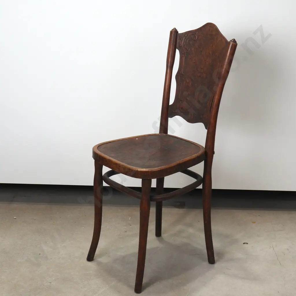 Antique Austrian Bentwood Dining Chair by Jacob & Josef Kohn w Pressed Art Nouveau Patterns to Seat & Back Image 1++