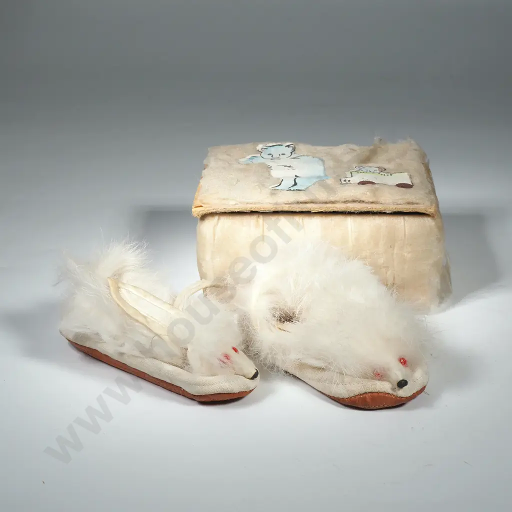 Mohair Child's Slippers in Original Silk Box Image 1++