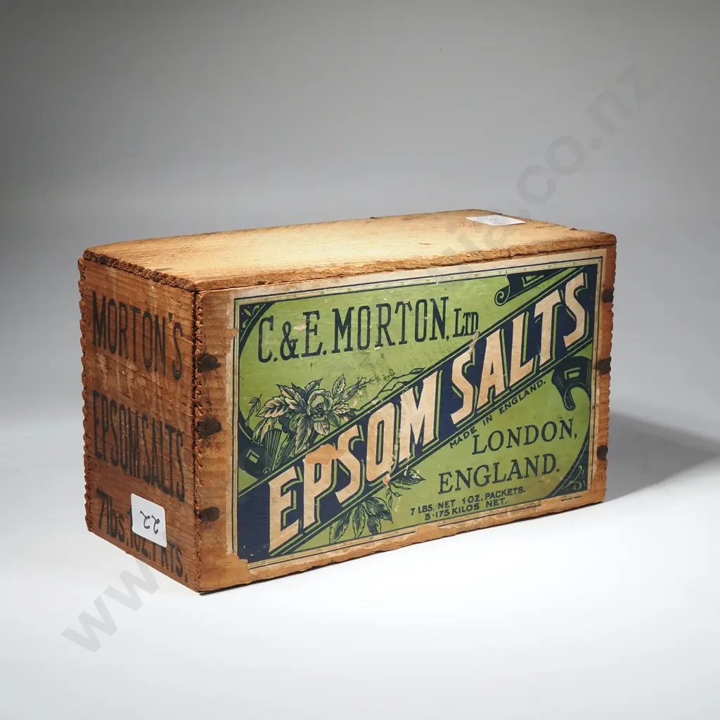 Vintage Small Morton Ltd Wooden Epsom Salts Box Image 1++