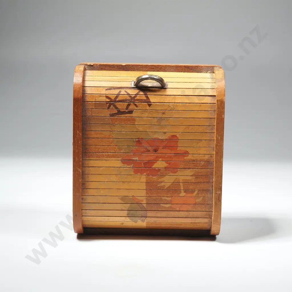 Japanese Wooden Sliding Lid Trinket Box (Hakone Yosegi Zaiku) W Traditional Marquetry Design Image 1++