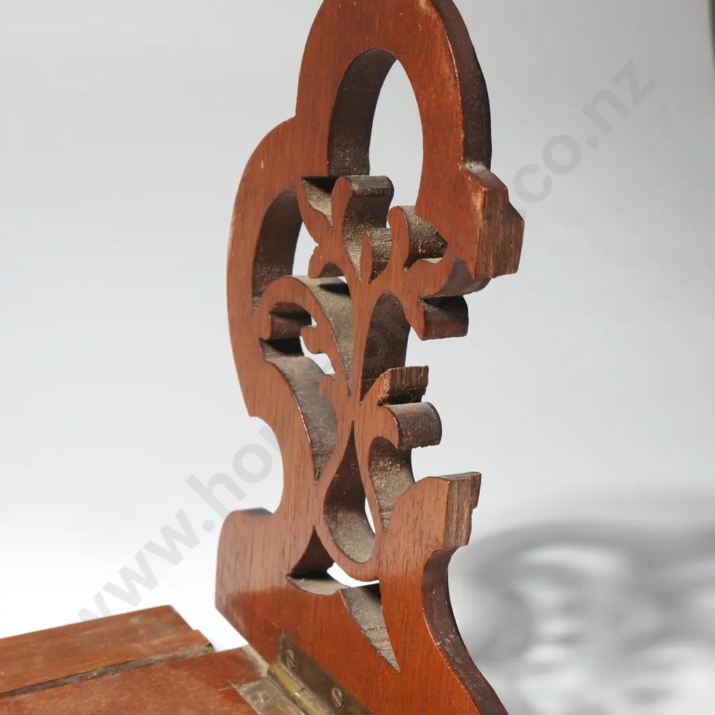 Vintage Mahogany Sliding Book Ends w Fretwork Supports Image 1++