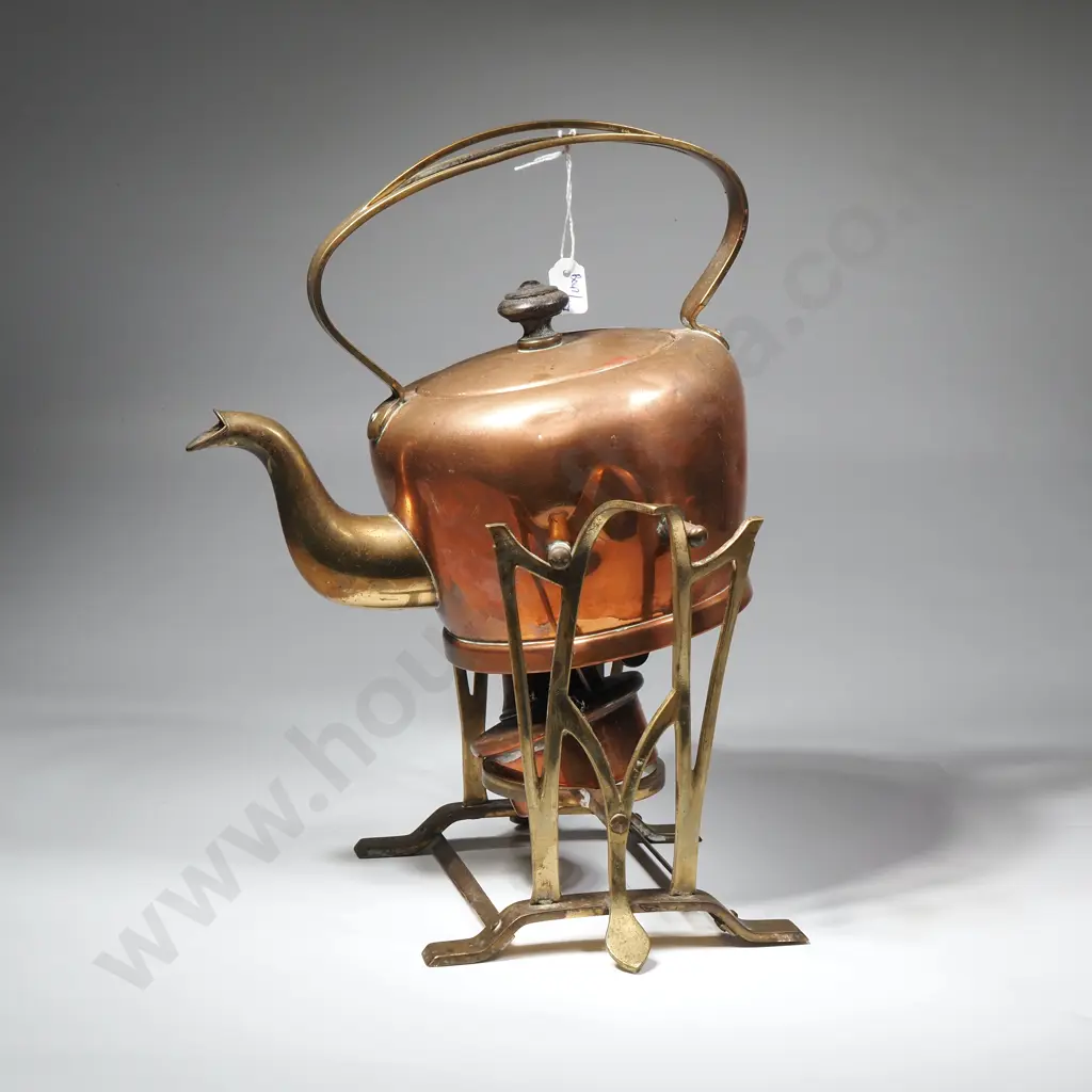 Art Nouveau Copper & Brass Spirit Kettle Image 1++