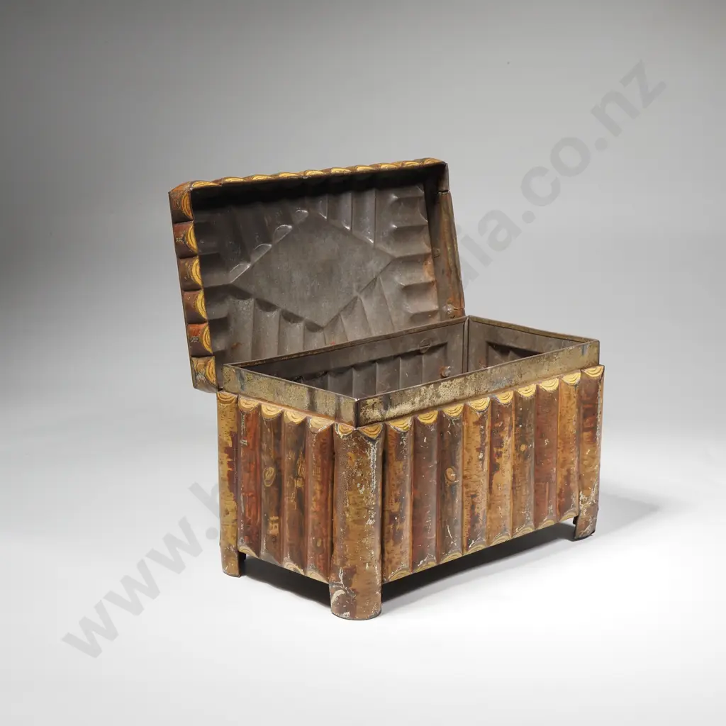 Vintage Huntley & Palmers 'Rustic Log Box' Biscuit Tin, The Lid w Nesting Birds, Circa 1910 Image 1++