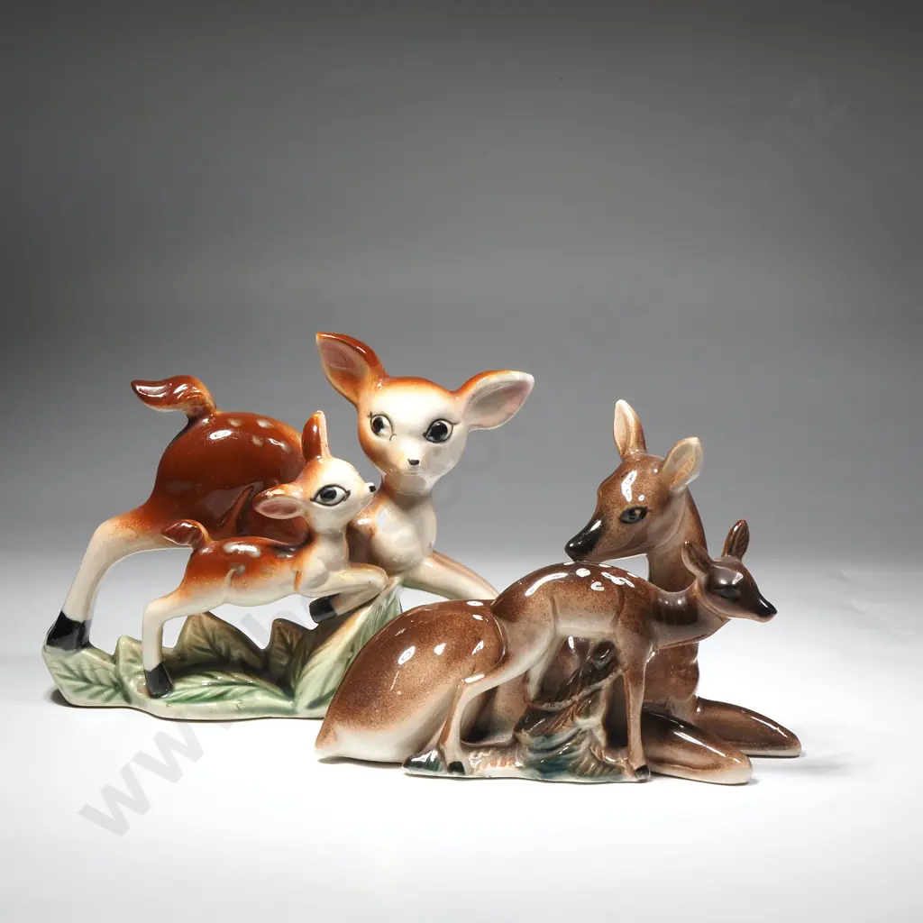 Two Vintage Japanese Figures of a Deer & a Fawn from the 1930s to 50s Image 1++