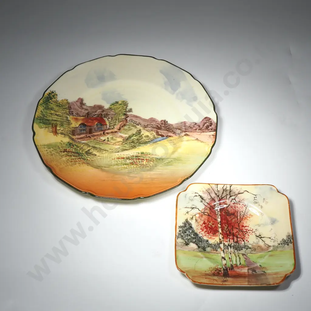 Royal Doulton Small 'Autumn Glory' Side Plate & a Country Scene Plate Image 1++
