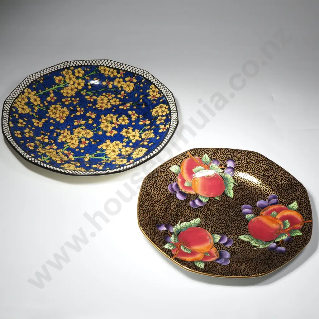 Royal Doulton 'Prunus' Plate & a Cetem Ware (Malings) Decorative Plate w Fruit on a Black Ground Image 1++