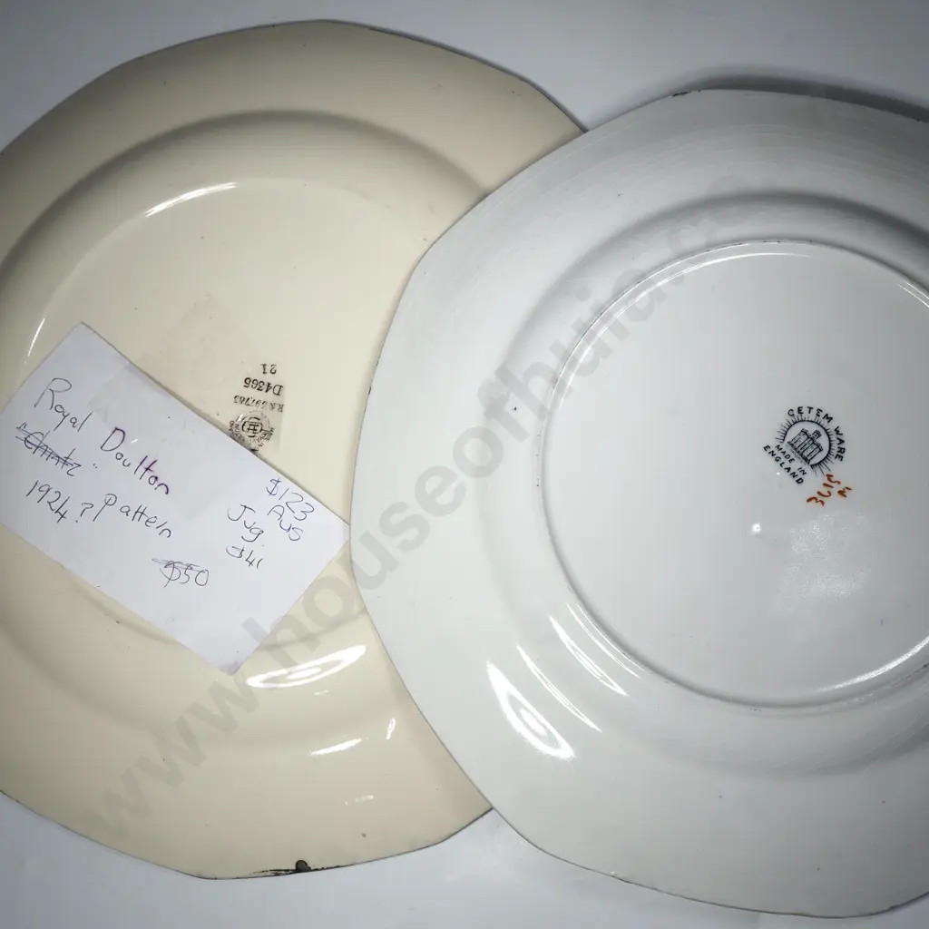 Royal Doulton 'Prunus' Plate & a Cetem Ware (Malings) Decorative Plate w Fruit on a Black Ground Image 1++