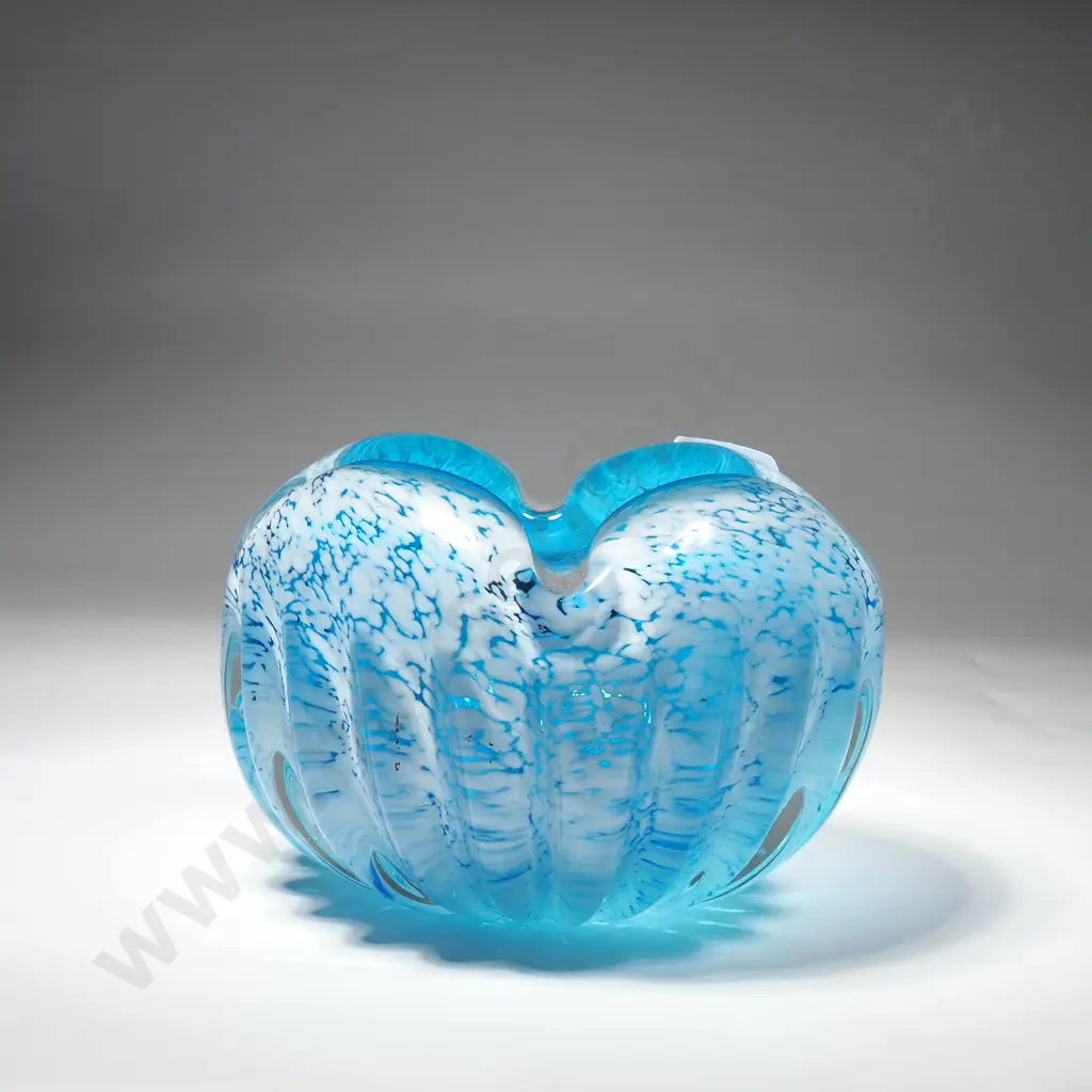 Mid Century Japanese Art Glass Bowl - Iwatsu Hineri Glass Image 1++
