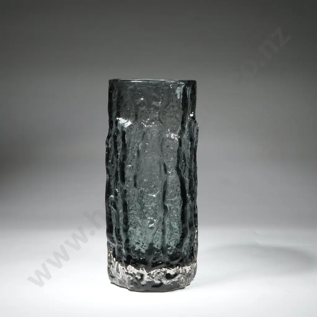 Whitefriars Pewter Coloured 'Bark' Vase' Designed by Geoffrey Baxter from the Textured Range Image 1++