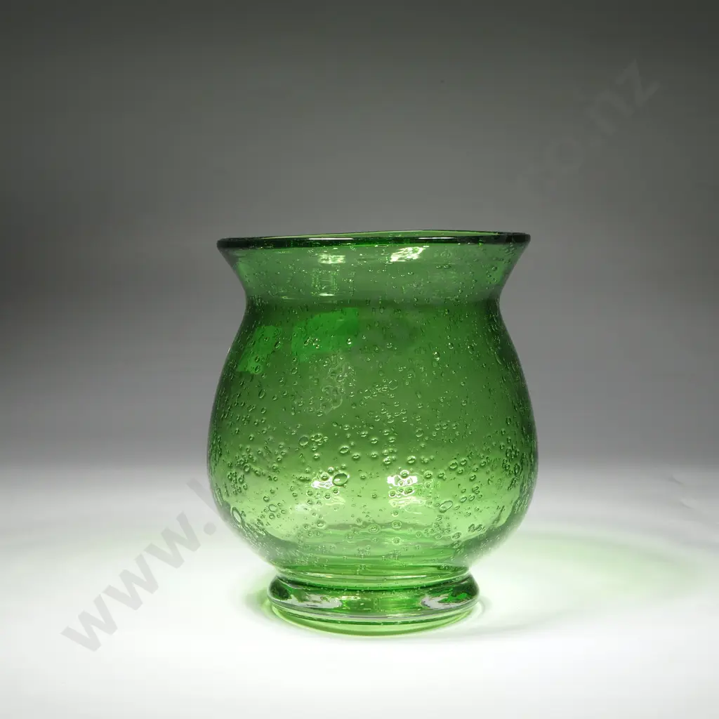 Hand Blown Green Glass Vase Image 1++