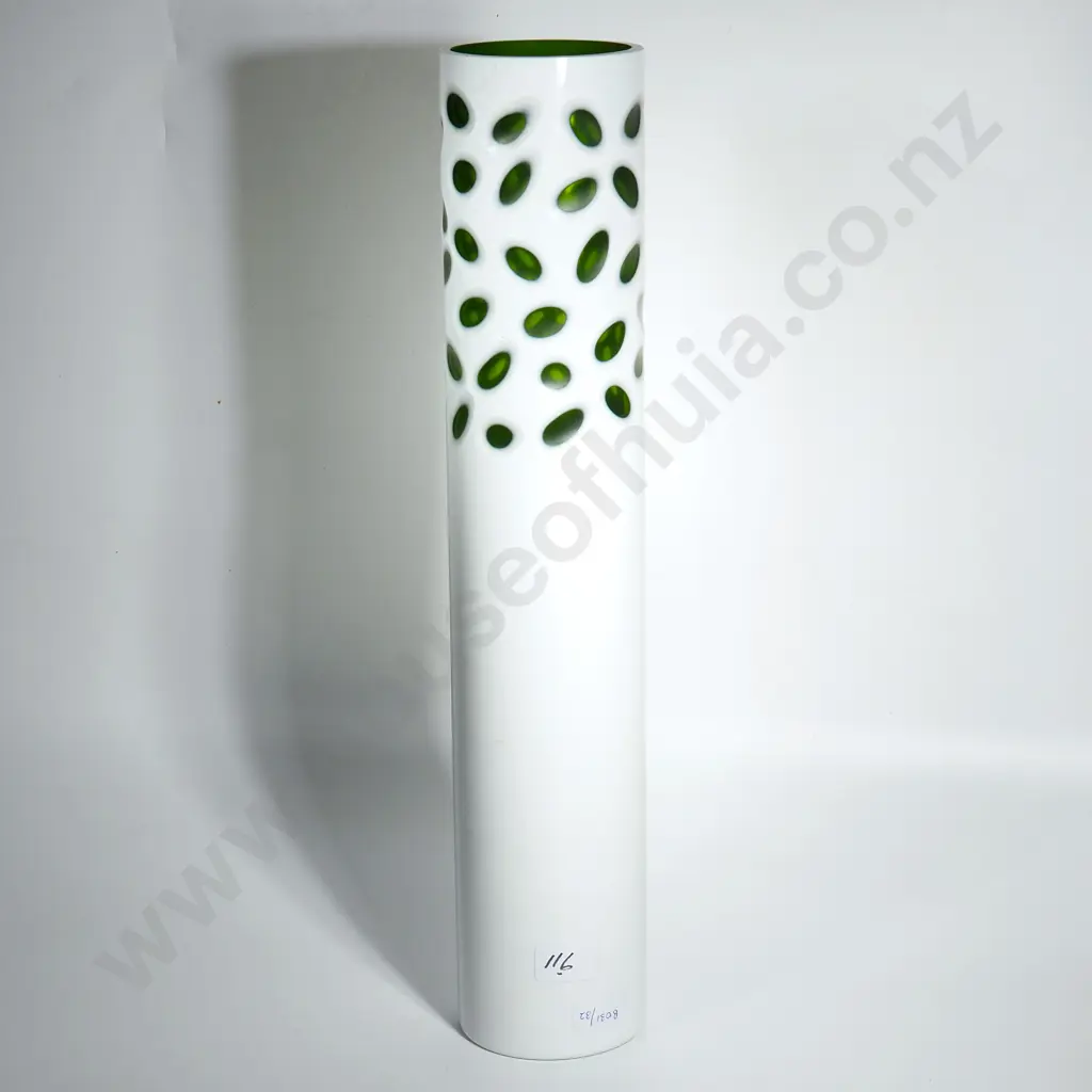 Green & White Overlay Case Tall Cylindrical Glass Image 1++