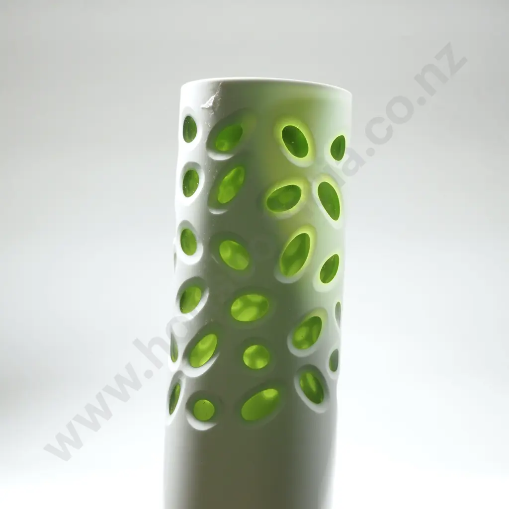 Green & White Overlay Case Tall Cylindrical Glass Image 1++