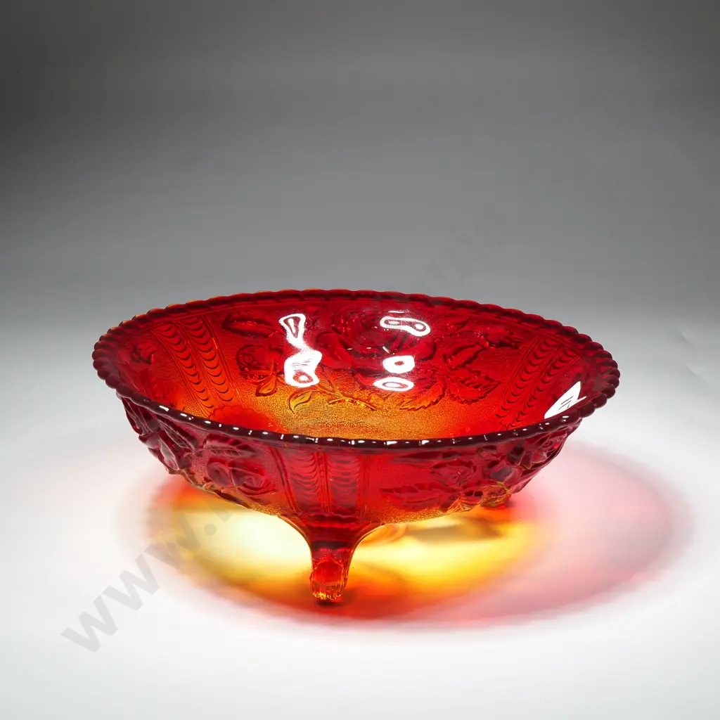 Vintage Amberina Irridescent Jeanette Lombardi Footed Bowl Image 1++